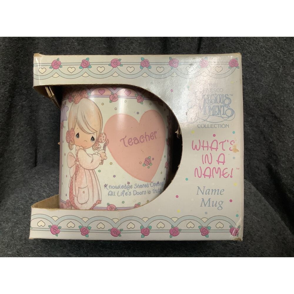 Precious Moments Coffee Mug - TEACHER - Knowledge Shared, Heart - 1994